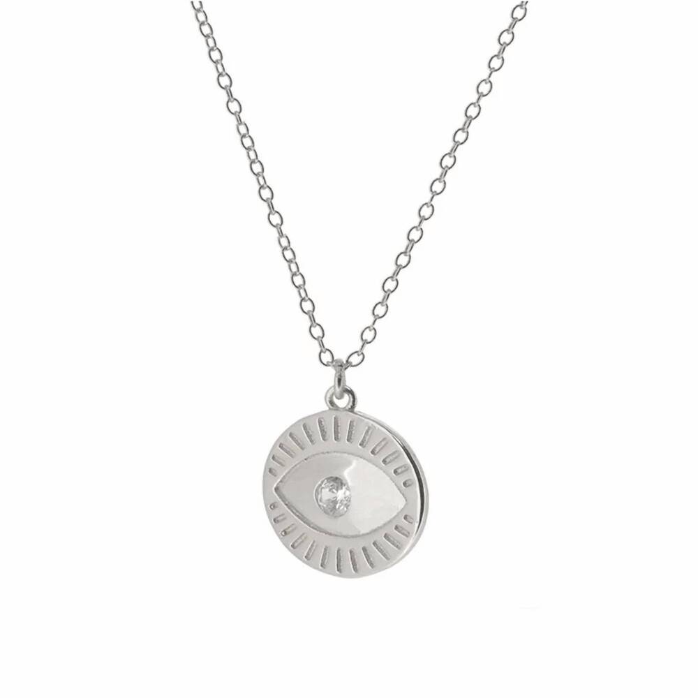 NEW DEBBIE KATZ women's evil eye necklace in silver